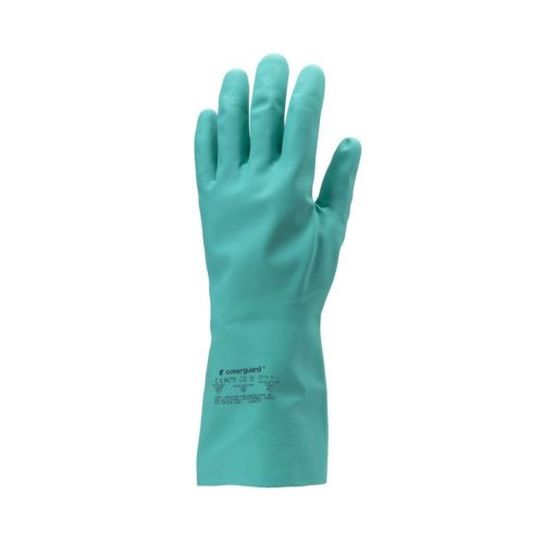 NITRIL ZÖLD VEGYSZERÁLLÓ VÉDŐKESZTYŰ, 33CM/0,38MM