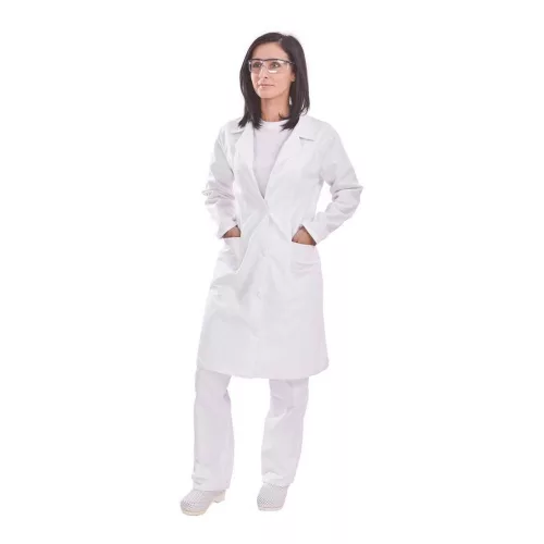 Unisex fazonú köpeny, 100% pamut, fehér